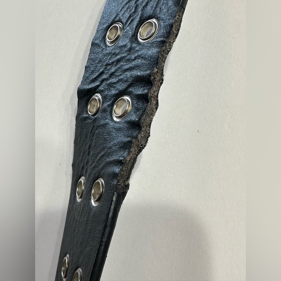 Brandy Melville Belt Black Faux Leather Double Holes One Size Silver Buckle - Picture 8 of 15